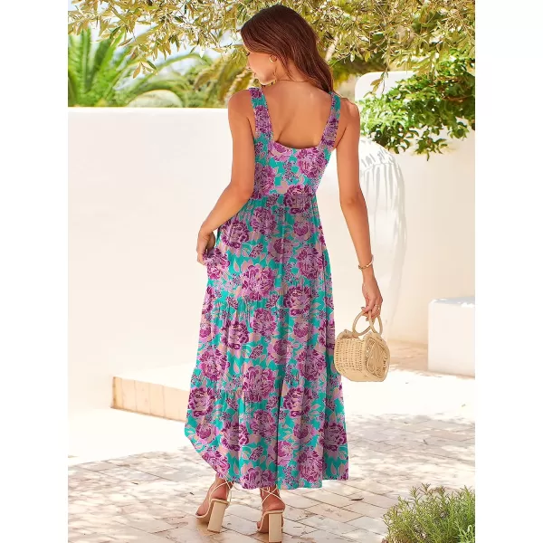 imageANRABESS Womens Summer Casual Sleeveless V Neck Smocked Boho Asymmetric Tiered Beach Long Dress with PocketsFlora 03