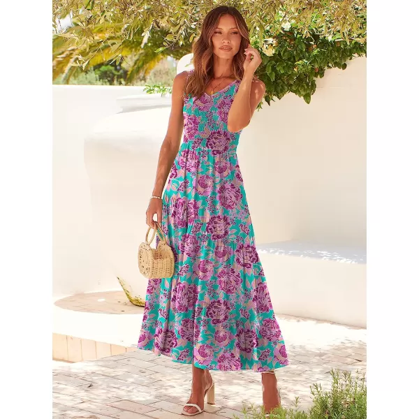 imageANRABESS Womens Summer Casual Sleeveless V Neck Smocked Boho Asymmetric Tiered Beach Long Dress with PocketsFlora 03