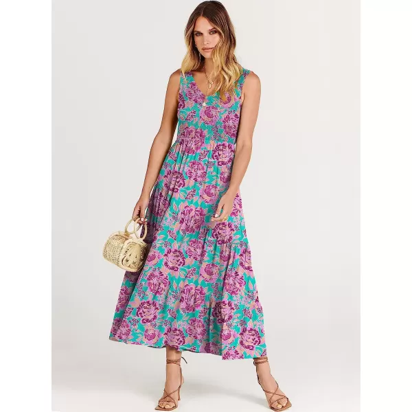 imageANRABESS Womens Summer Casual Sleeveless V Neck Smocked Boho Asymmetric Tiered Beach Long Dress with PocketsFlora 03