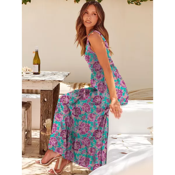 imageANRABESS Womens Summer Casual Sleeveless V Neck Smocked Boho Asymmetric Tiered Beach Long Dress with PocketsFlora 03