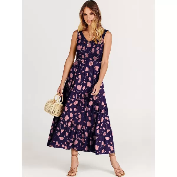 imageANRABESS Womens Summer Casual Sleeveless V Neck Smocked Boho Asymmetric Tiered Beach Long Dress with PocketsFlora 04