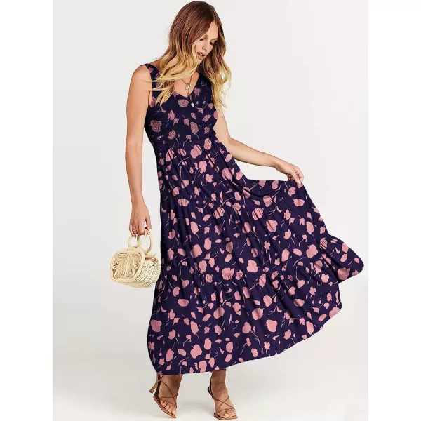 imageANRABESS Womens Summer Casual Sleeveless V Neck Smocked Boho Asymmetric Tiered Beach Long Dress with PocketsFlora 04