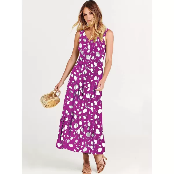 imageANRABESS Womens Summer Casual Sleeveless V Neck Smocked Boho Asymmetric Tiered Beach Long Dress with PocketsFlora 05