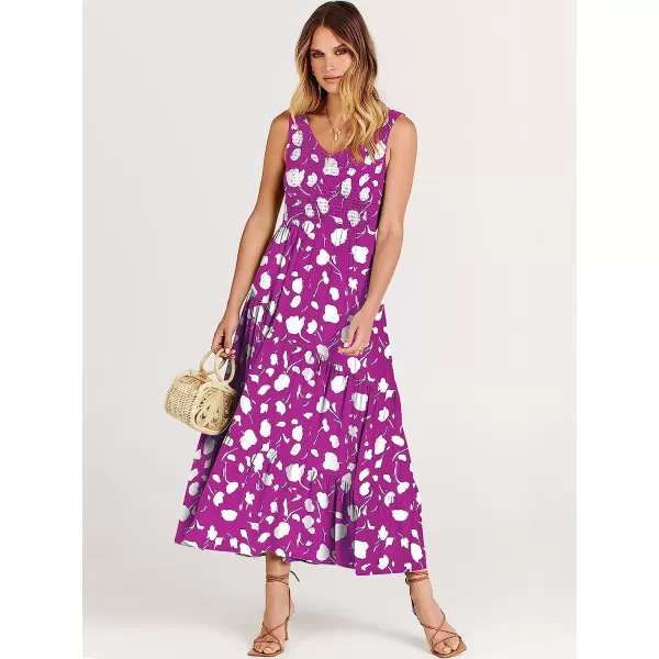 imageANRABESS Womens Summer Casual Sleeveless V Neck Smocked Boho Asymmetric Tiered Beach Long Dress with PocketsFlora 05