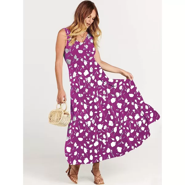 imageANRABESS Womens Summer Casual Sleeveless V Neck Smocked Boho Asymmetric Tiered Beach Long Dress with PocketsFlora 05