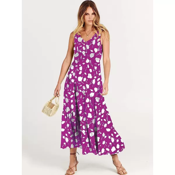 imageANRABESS Womens Summer Casual Sleeveless V Neck Smocked Boho Asymmetric Tiered Beach Long Dress with PocketsFlora 05