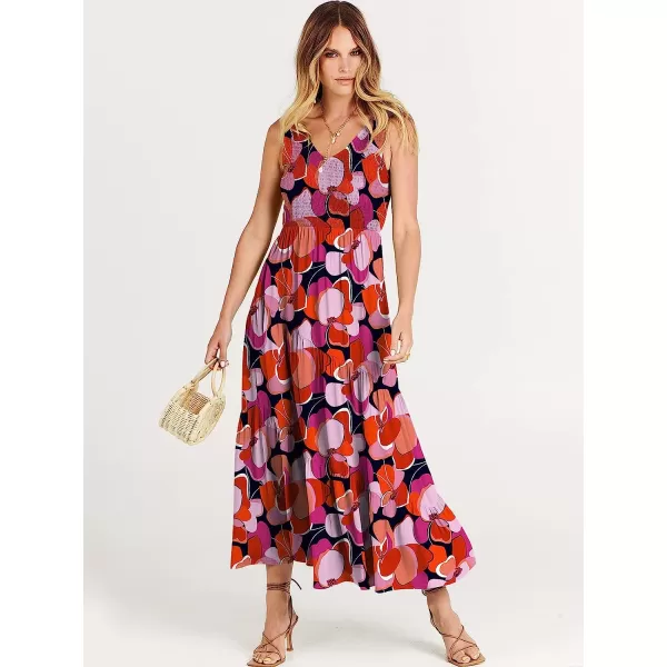 imageANRABESS Womens Summer Casual Sleeveless V Neck Smocked Boho Asymmetric Tiered Beach Long Dress with PocketsFlora 06