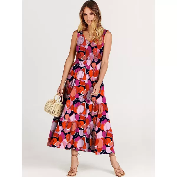 imageANRABESS Womens Summer Casual Sleeveless V Neck Smocked Boho Asymmetric Tiered Beach Long Dress with PocketsFlora 06