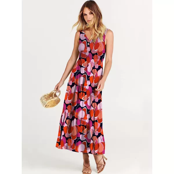 imageANRABESS Womens Summer Casual Sleeveless V Neck Smocked Boho Asymmetric Tiered Beach Long Dress with PocketsFlora 06