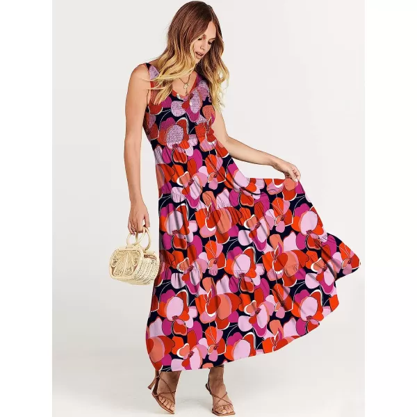 imageANRABESS Womens Summer Casual Sleeveless V Neck Smocked Boho Asymmetric Tiered Beach Long Dress with PocketsFlora 06