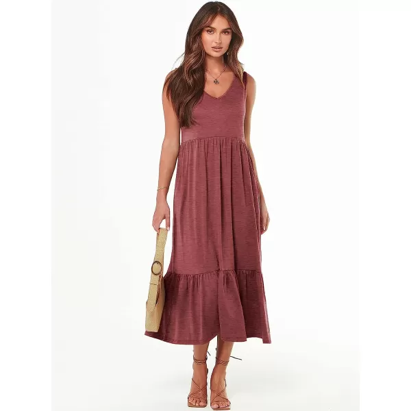imageANRABESS Womens Summer Casual Sleeveless V Neck Swing Dress Casual Flowy Tiered Maxi Beach Dress with Pockets04red