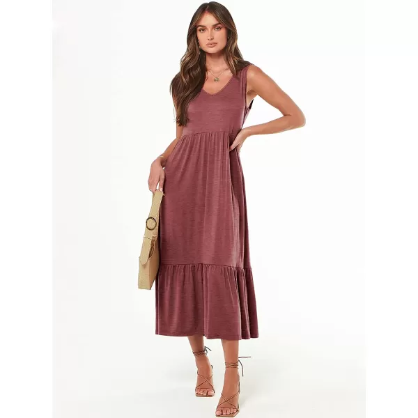 imageANRABESS Womens Summer Casual Sleeveless V Neck Swing Dress Casual Flowy Tiered Maxi Beach Dress with Pockets04red