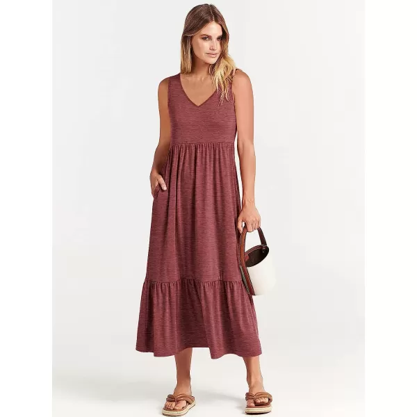imageANRABESS Womens Summer Casual Sleeveless V Neck Swing Dress Casual Flowy Tiered Maxi Beach Dress with Pockets04red