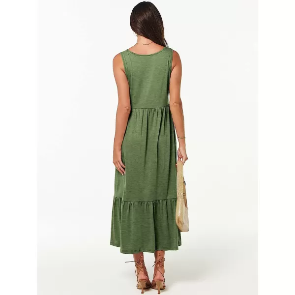 imageANRABESS Womens Summer Casual Sleeveless V Neck Swing Dress Casual Flowy Tiered Maxi Beach Dress with Pockets06green