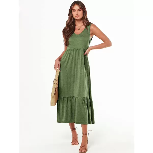 imageANRABESS Womens Summer Casual Sleeveless V Neck Swing Dress Casual Flowy Tiered Maxi Beach Dress with Pockets06green