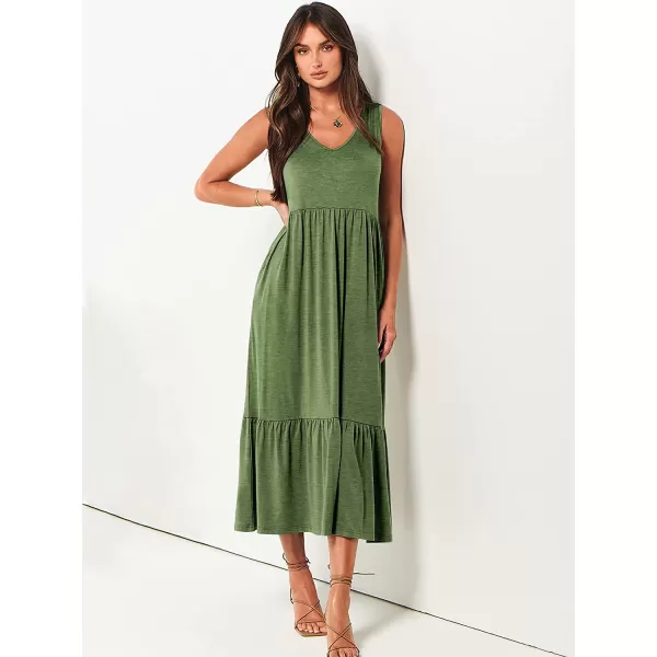 imageANRABESS Womens Summer Casual Sleeveless V Neck Swing Dress Casual Flowy Tiered Maxi Beach Dress with Pockets06green