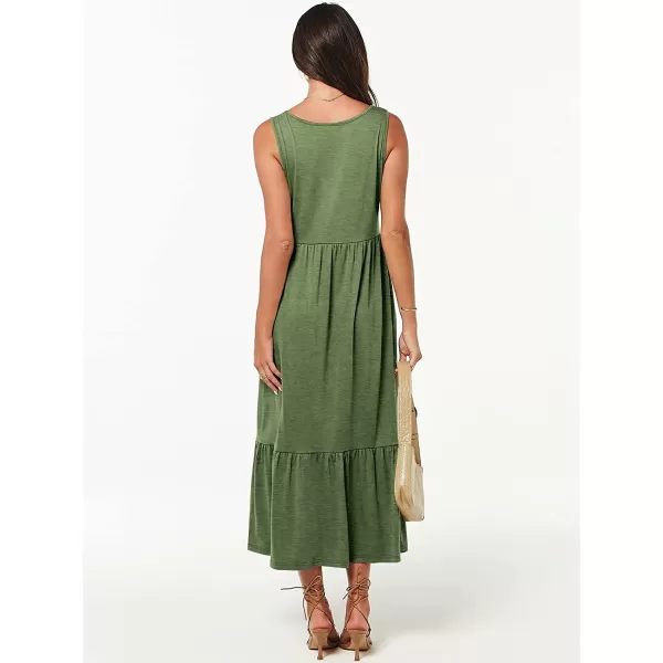 imageANRABESS Womens Summer Casual Sleeveless V Neck Swing Dress Casual Flowy Tiered Maxi Beach Dress with Pockets06green
