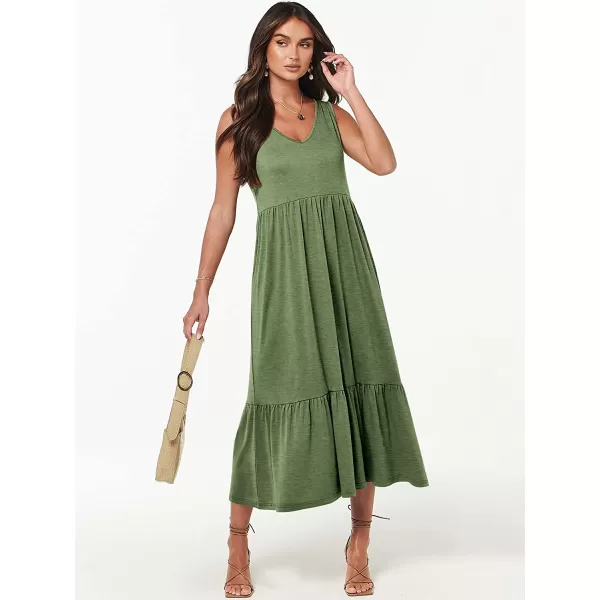imageANRABESS Womens Summer Casual Sleeveless V Neck Swing Dress Casual Flowy Tiered Maxi Beach Dress with Pockets06green