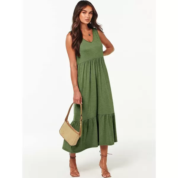 imageANRABESS Womens Summer Casual Sleeveless V Neck Swing Dress Casual Flowy Tiered Maxi Beach Dress with Pockets06green