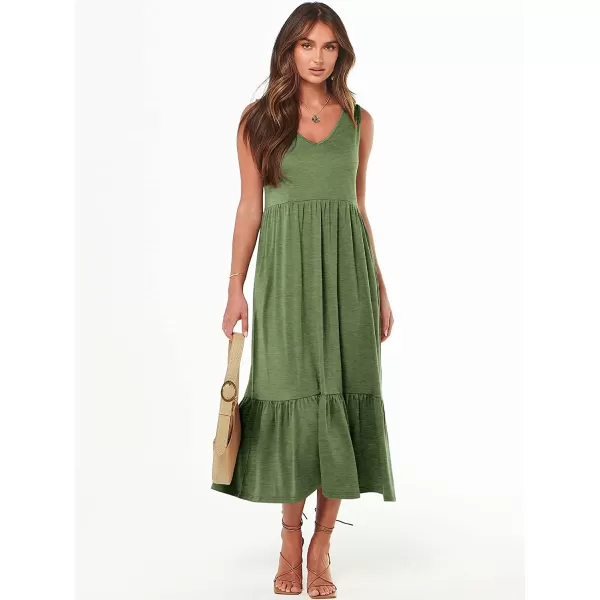 imageANRABESS Womens Summer Casual Sleeveless V Neck Swing Dress Casual Flowy Tiered Maxi Beach Dress with Pockets06green