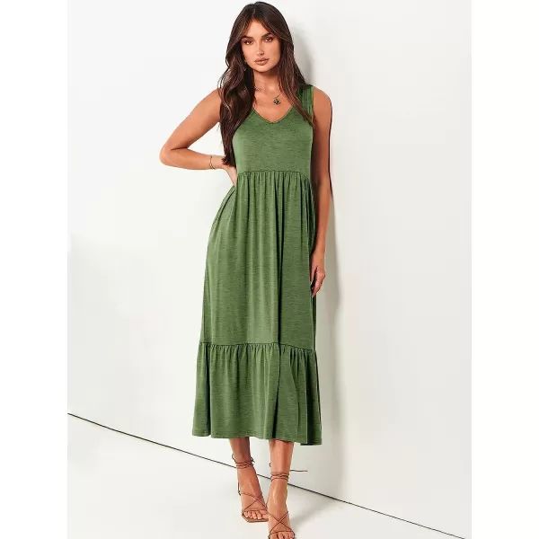 imageANRABESS Womens Summer Casual Sleeveless V Neck Swing Dress Casual Flowy Tiered Maxi Beach Dress with Pockets06green