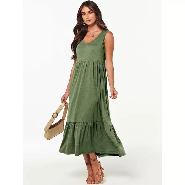 imageANRABESS Womens Summer Casual Sleeveless V Neck Swing Dress Casual Flowy Tiered Maxi Beach Dress with Pockets06green
