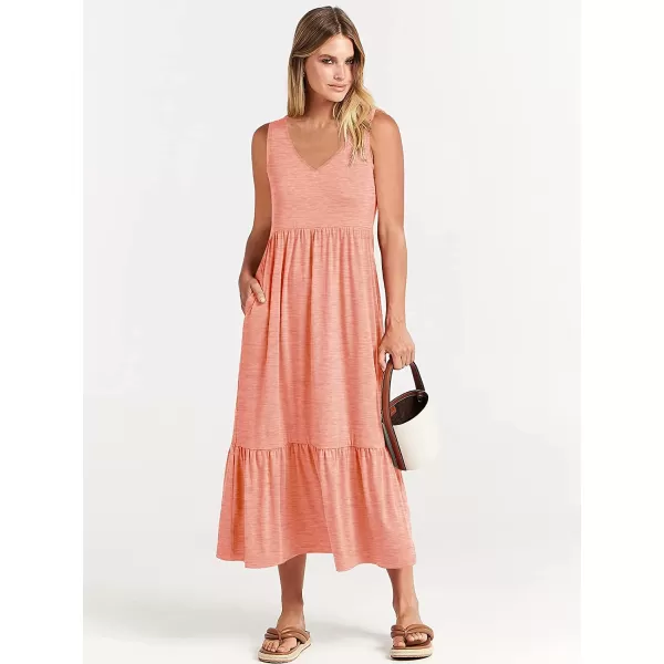 imageANRABESS Womens Summer Casual Sleeveless V Neck Swing Dress Casual Flowy Tiered Maxi Beach Dress with Pockets08pink