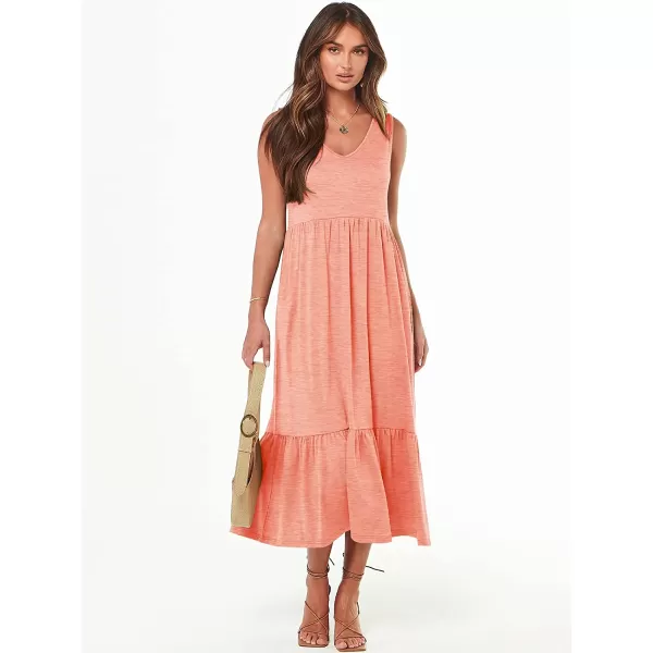 imageANRABESS Womens Summer Casual Sleeveless V Neck Swing Dress Casual Flowy Tiered Maxi Beach Dress with Pockets08pink