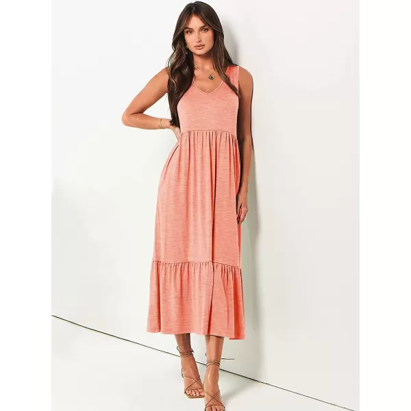 imageANRABESS Womens Summer Casual Sleeveless V Neck Swing Dress Casual Flowy Tiered Maxi Beach Dress with Pockets08pink
