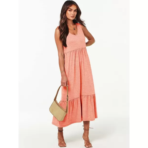 imageANRABESS Womens Summer Casual Sleeveless V Neck Swing Dress Casual Flowy Tiered Maxi Beach Dress with Pockets08pink