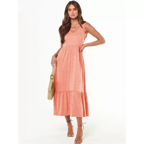 imageANRABESS Womens Summer Casual Sleeveless V Neck Swing Dress Casual Flowy Tiered Maxi Beach Dress with Pockets08pink