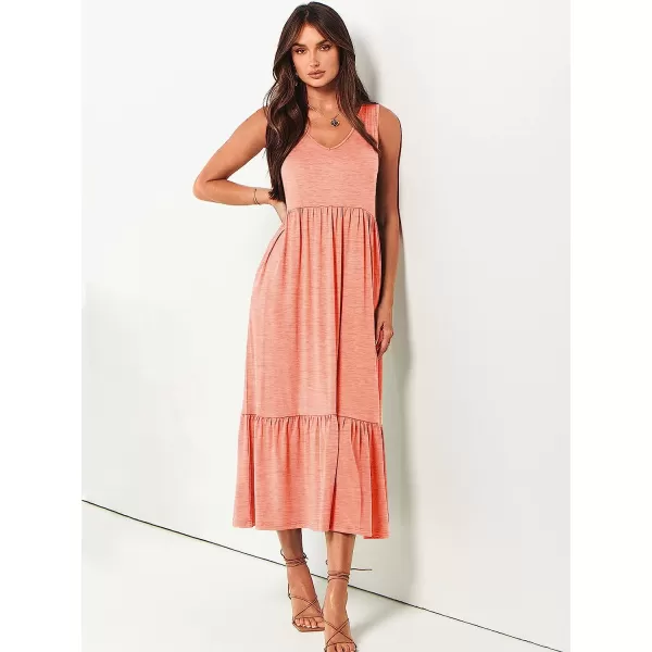imageANRABESS Womens Summer Casual Sleeveless V Neck Swing Dress Casual Flowy Tiered Maxi Beach Dress with Pockets08pink
