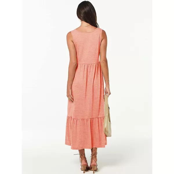 imageANRABESS Womens Summer Casual Sleeveless V Neck Swing Dress Casual Flowy Tiered Maxi Beach Dress with Pockets08pink