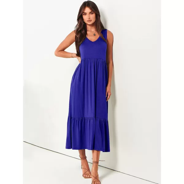 imageANRABESS Womens Summer Casual Sleeveless V Neck Swing Dress Casual Flowy Tiered Maxi Beach Dress with Pockets09royal Blue