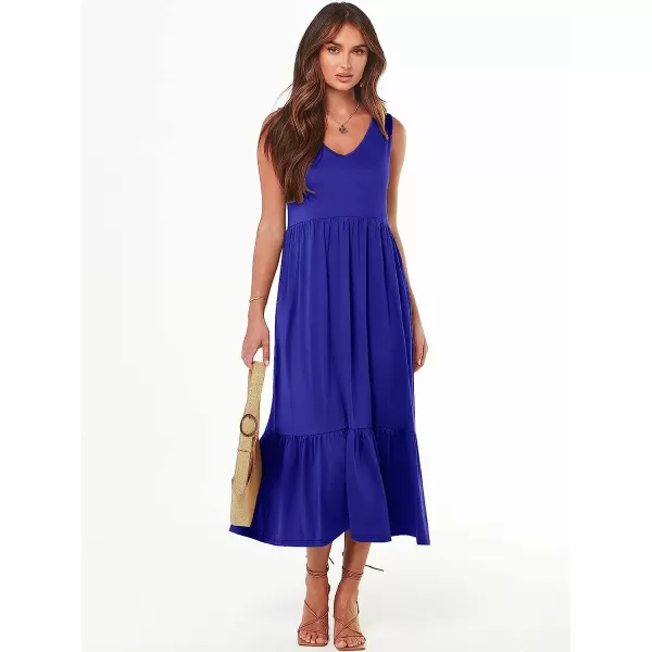 imageANRABESS Womens Summer Casual Sleeveless V Neck Swing Dress Casual Flowy Tiered Maxi Beach Dress with Pockets09royal Blue