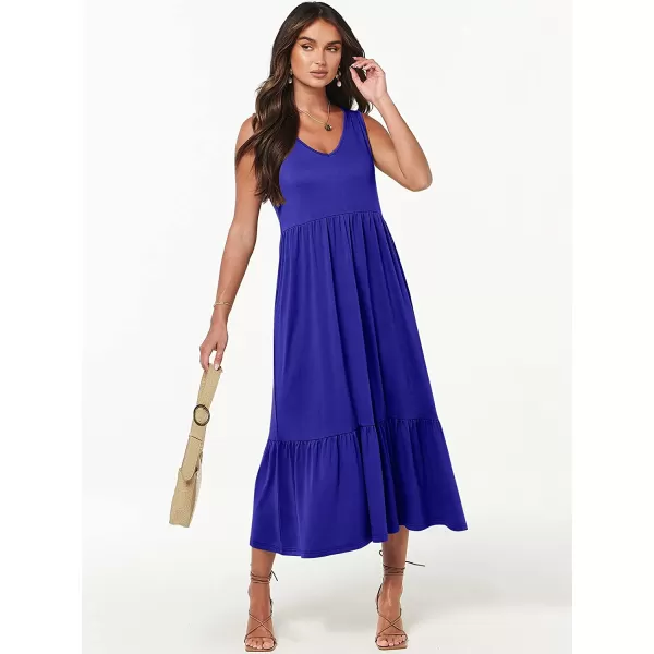 imageANRABESS Womens Summer Casual Sleeveless V Neck Swing Dress Casual Flowy Tiered Maxi Beach Dress with Pockets09royal Blue
