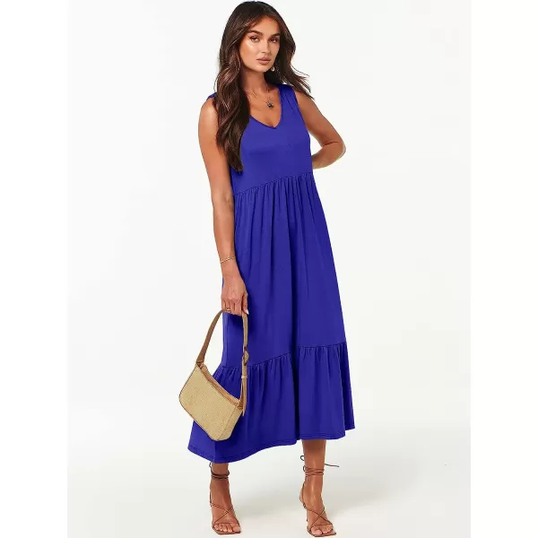 imageANRABESS Womens Summer Casual Sleeveless V Neck Swing Dress Casual Flowy Tiered Maxi Beach Dress with Pockets09royal Blue