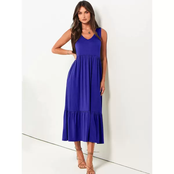 imageANRABESS Womens Summer Casual Sleeveless V Neck Swing Dress Casual Flowy Tiered Maxi Beach Dress with Pockets09royal Blue