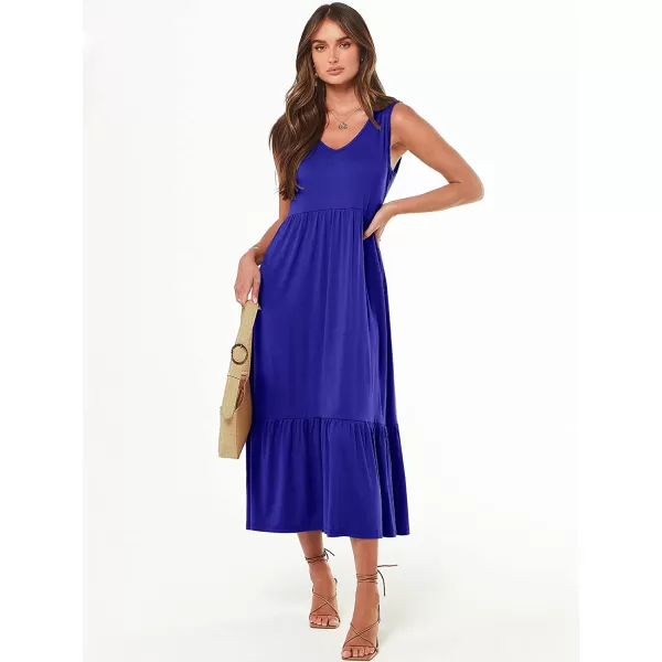 imageANRABESS Womens Summer Casual Sleeveless V Neck Swing Dress Casual Flowy Tiered Maxi Beach Dress with Pockets09royal Blue