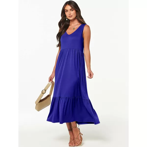 imageANRABESS Womens Summer Casual Sleeveless V Neck Swing Dress Casual Flowy Tiered Maxi Beach Dress with Pockets09royal Blue