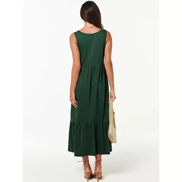 imageANRABESS Womens Summer Casual Sleeveless V Neck Swing Dress Casual Flowy Tiered Maxi Beach Dress with Pockets10deep Green