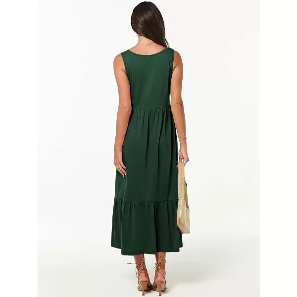 imageANRABESS Womens Summer Casual Sleeveless V Neck Swing Dress Casual Flowy Tiered Maxi Beach Dress with Pockets10deep Green