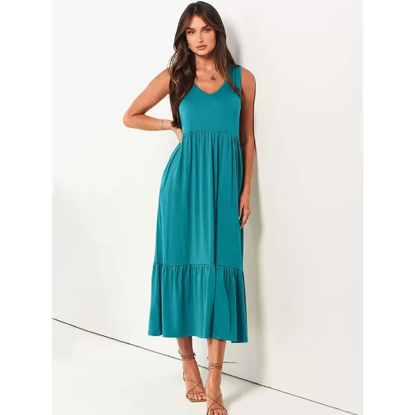 imageANRABESS Womens Summer Casual Sleeveless V Neck Swing Dress Casual Flowy Tiered Maxi Beach Dress with Pockets13lake