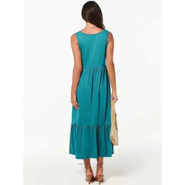 imageANRABESS Womens Summer Casual Sleeveless V Neck Swing Dress Casual Flowy Tiered Maxi Beach Dress with Pockets13lake