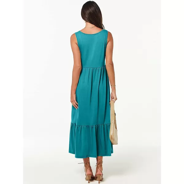 imageANRABESS Womens Summer Casual Sleeveless V Neck Swing Dress Casual Flowy Tiered Maxi Beach Dress with Pockets13lake