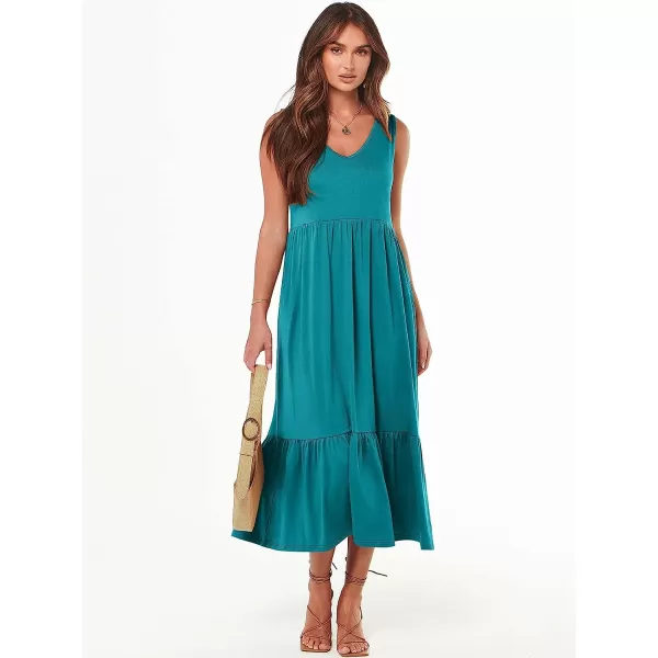 imageANRABESS Womens Summer Casual Sleeveless V Neck Swing Dress Casual Flowy Tiered Maxi Beach Dress with Pockets13lake