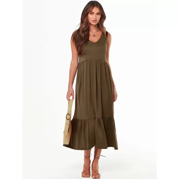 imageANRABESS Womens Summer Casual Sleeveless V Neck Swing Dress Casual Flowy Tiered Maxi Beach Dress with Pockets15coffee
