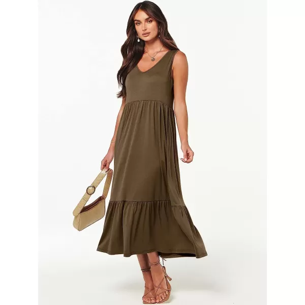 imageANRABESS Womens Summer Casual Sleeveless V Neck Swing Dress Casual Flowy Tiered Maxi Beach Dress with Pockets15coffee