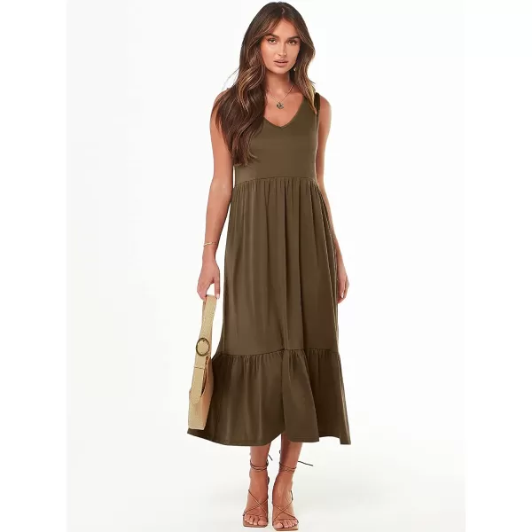 imageANRABESS Womens Summer Casual Sleeveless V Neck Swing Dress Casual Flowy Tiered Maxi Beach Dress with Pockets15coffee