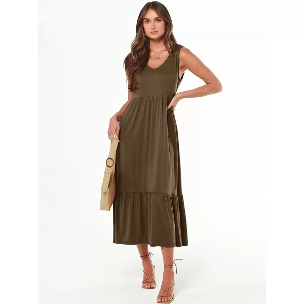 imageANRABESS Womens Summer Casual Sleeveless V Neck Swing Dress Casual Flowy Tiered Maxi Beach Dress with Pockets15coffee